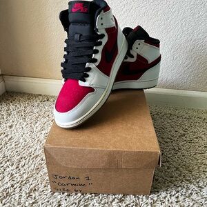 Nike Air Jordan 1 Red and Black Sneakers- 6Y